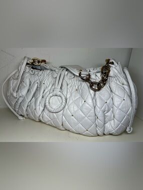 BCBG MaxAzria White Quilted Shoulder Bag